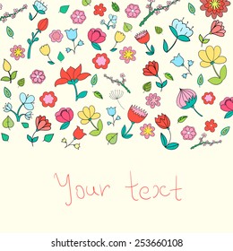 Flowers text placeholder color vector illustration