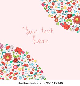 Flowers text placeholder corner 2 vector illustration