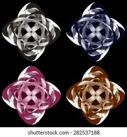  It is flowers. They each consist of three groups of elements. Each group has own gradient (which has two colors). If you change other color in each of  three groups, you change the flower color.