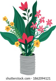 flowers in a tin can