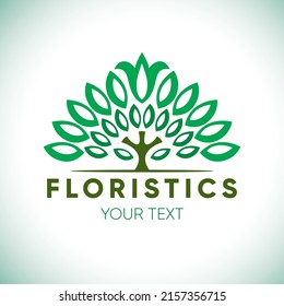 Flowers or tree, florist logo concept, vector illustration