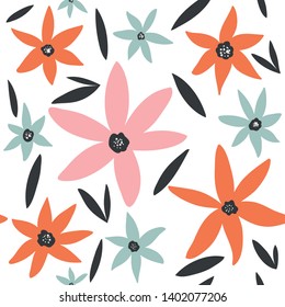 Flowers trendy texture.Pattern design for printing, texture, cover design. Isolated. Vector Illustration