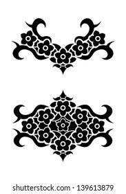 Flowers tribal tattoo set