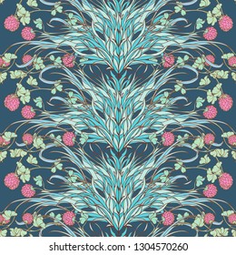 Flowers of trifolium repens or pink clover. St. Patrick's day festive seamless pattern. EPS 10 vector illustration