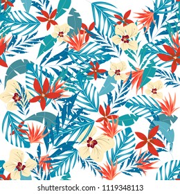 Flores fundo tropical.