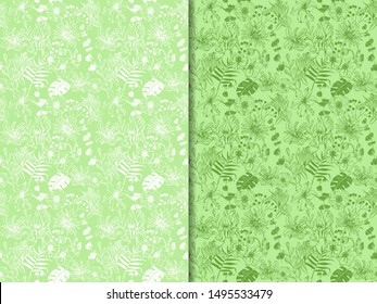 flowers and tropical palm leaves seamless floral pattern hand drawn flowers