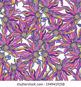 Flowers. Tropical flowers seamless vector pattern. 