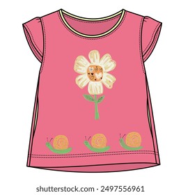 Diseño de camiseta de flores. Diseño del patrón. modelo gráfico de la camiseta del niño de la muchacha. moda y más