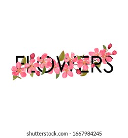 Flowers t-shirt fashion print with pink cherry blossom