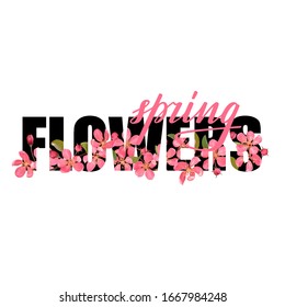 Flowers t-shirt fashion print with pink cherry blossom