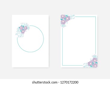 flowers, turquoise and purple event invitation background