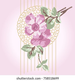 Flowers with twigs on an openwork circle