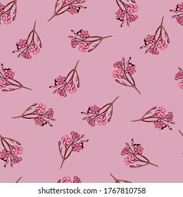 
flowers twigs pattern seamless pink