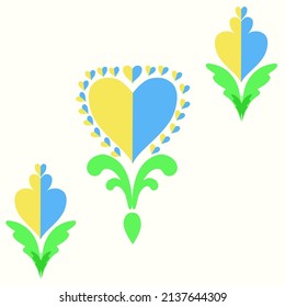
Flowers of Ukraine. Heart blue and yellow. Patriotic heart. For the use of paper products, plastic, digital for modern textiles and interiors.