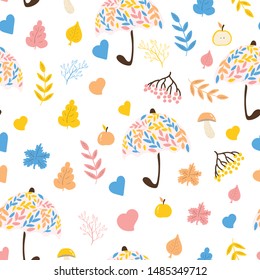flowers umbrella seamless vector pattern. Concept for print, web design, cards, wallpapers, textile
