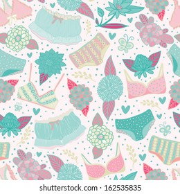 flowers and underwear gentle seamless pattern