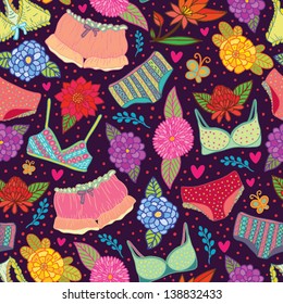 Flowers and underwear seamless pattern.
