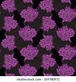 Flowers for Valentine's Day. Vector seamless floral pattern. Background with big flowers.