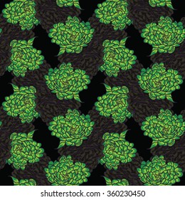 Flowers for Valentine's Day. Vector seamless floral pattern. Background with big flowers.