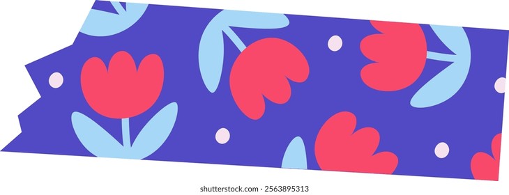Flowers Valentine's Day Washi Tape Sticker Vector Illustration