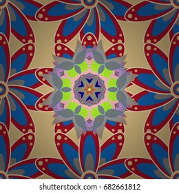 Flowers of the valley on colored background. Watercolor, hand drawn. Seamless background pattern. Vector - stock.