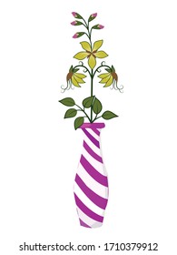 flowers and vase composition, isolated on white