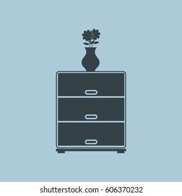 flowers vase cupboard icon vector