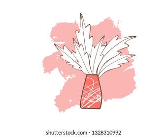 Flowers vase in doodle style. Vector illustration. 