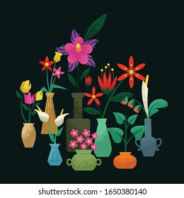 Flowers In Vase With Grain Shading