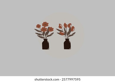 Flowers Vase Graphic Design Stock Vector