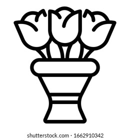 Blumen in Vase Symbol. Umrissblumen in Vase-Vektorillustration Symbol für Webdesign einzeln auf weißem Hintergrund