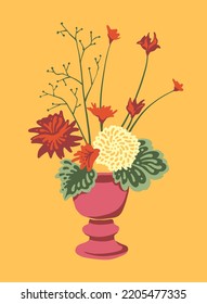 flowers in vase illustration in minimalist look 