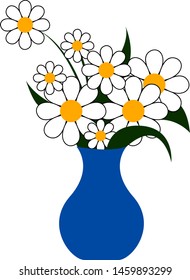 Flores en jarrón, ilustración, vector sobre fondo blanco.
