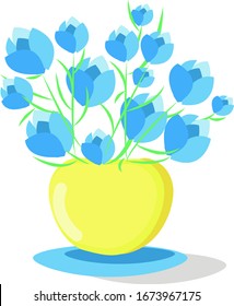 Blumen in Vase, Illustration, Vektorillustration auf weißem Hintergrund.