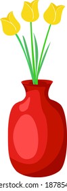 Flores en el jarrón, ilustración, vector sobre fondo blanco