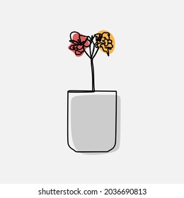 flowers in a vase oneline continuous line art set premium vector
