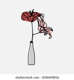 flowers in a vase oneline continuous line art set premium vector