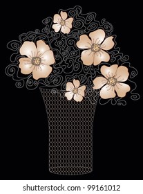 Flowers in a vase, vector illustration