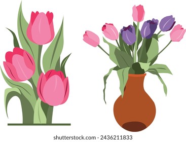 Flowers with vase vector illustration flower vector arts vector