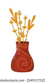 Flowers with Vase Vector illustration at the white Background.