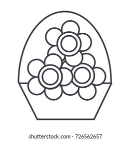 flowers vase vector line icon, sign, illustration on background, editable strokes
