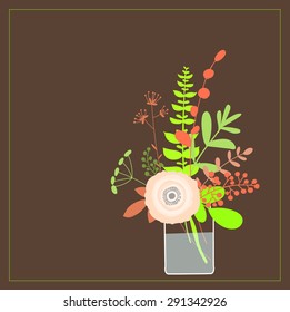 Flowers in a vase. Wedding floristry.Vector illustration