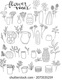 Flowers and Vases Vector Art