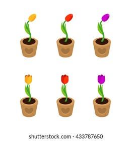 flowers in vases vector background