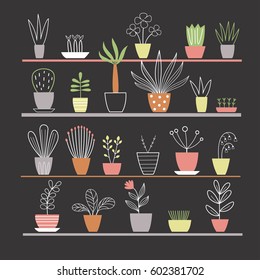 flowers in vases. Vector collection