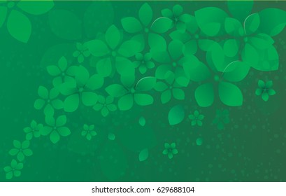 Flowers vector abstract background, green color.