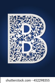 Flowers vector alphabet capital letter B. May be used as stencil or vinyl decal.