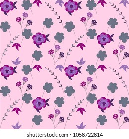 Flowers vector background, seamless