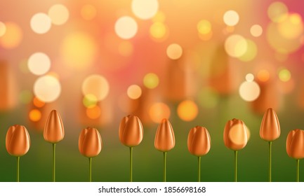 Flowers vector background with tulips