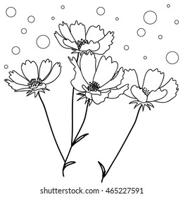 flowers vector. black and white.